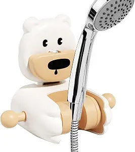 Adjustable Shower Head Holder Cute Suction Wall Mount Bracket, Removable Handheld Showerhead Holder for Bathroom and Shower Wall, No Drilling (White)