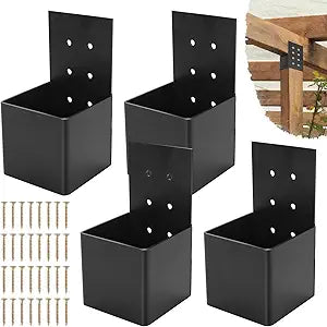 4 Pack Pergola Joist Brackets - Connector Brace for 4x4 Wood Posts, Post Top Rafter Brackets