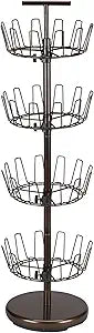 Household Essentials 2139-1 Metal Four-Tier Adjustable Revolving Shoe Rack | Holds up to 24 Pairs of Shoes | Antique Bronze Finish