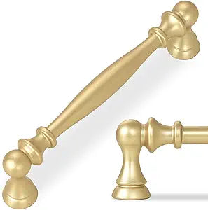10 Pack 5 Inch(128mm) Kitchen Cabinet Handles Brushed Gold Cabinet Pulls Zinc Alloy Drawer Pulls Solid Kitchen Hardware