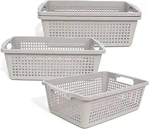 Plastic Basket, 4 Pack Plastic Storage Baskets Paper Letter Organizer Tray, Storage Tray Baskets For Nursery, School, Office, Countertops, 15X9.8X4.7