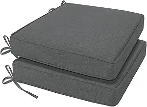 Outdoor Chair Cushion 18 x 18 x 3 Inch, Waterproof & 3-Year Fade Resistant Patio Furniture Cushions, Removable Cover and Adjustable Ties for Garden Sofa Couch (Dark Gray)