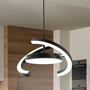 FIMEI LED Saturn Pendant Lights, 3000-6000K Dimmable Adjustable Hanging Chandelier Saturn Ring Design for Dining Room Kitchen Island Entryway Bedroom Foyer Black (Black, 1)