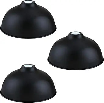 Industrial 11" Metal Drum Replacement Shades,1.6" Fitter Opening for Threaded Medium Base Socket,H5.2*D11 Black Finish 3 Pack