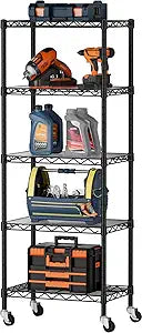 SINGAYE 5 Small Wire Shelves Kitchen Pantry Close Home Organizers and Storage Bathroom Shelf Laundry Room Organization Adjustable Book Metal Garage Shelving Unit