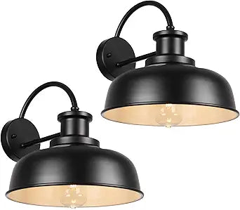 Solar Barn Light Outdoor, Farmhouse Dusk to Dawn Sensor Wall Sconce, 12 Inch Rustic Solar Powered Exterior Light Fixture for Porch, Garage, Patio, 2 Pack, ROS-SR026-2