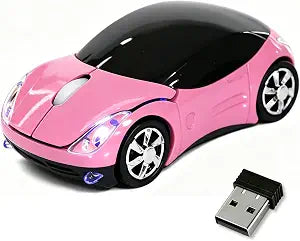 Pink Wireless MouseMini Car Computer Mouse1600DPI 2.4G Wireless with USB Receiver Wirelesss Car Mouses for Computer for PC, Laptop, Tablet Win XP/Vista/7/ME/2000/Mac OS for Womens Office Girls Gift