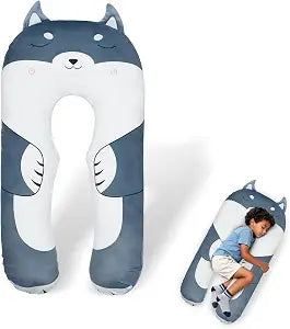 IFOYO Dog U Shaped Kids Body Pillow, 43" Minky Kids Full Body Pillow for Sleeping, Reading, ADHD & Sensory Relief, Kid Animal Cuddle Pillows Washable Cover, Snuggle Fun Hug Gift for Boys & Girls