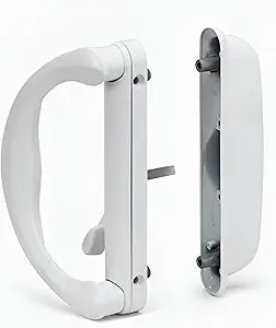 Involute Sliding Patio Handle - Handle Replacement Set for Patio Glass Repair | Sliding Door Pull Handle Fits 4-15/16" Hole Spacing (White)