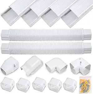 DWALE 4" 17Ft PVC Decorative Line Set Cover Kit, Mini Split line Set Cover,for Ductless Mini Split Air Conditioner and Central AC and Heat Pumps