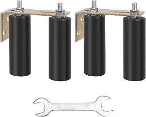 2 Pack 6" Gate Roller Guide with L-Bracket, Universal Adjustable Heavy Duty Sliding Gate Rollers,Sliding Gate Kit, Black Sliding Gate Guide Roller,Sliding Door Hardware
