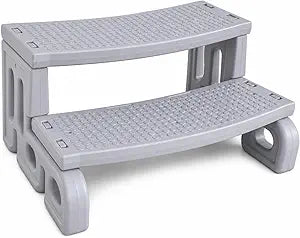 Hot Tub Steps, 2-Step Non-Slip Spa Steps for Outdoor Hot Tubs, Waterproof Resin Hot Tub Stairs, Heavy Duty Patio & RV Steps, Easy Assembly, Supports up to 396 lbs, Grey