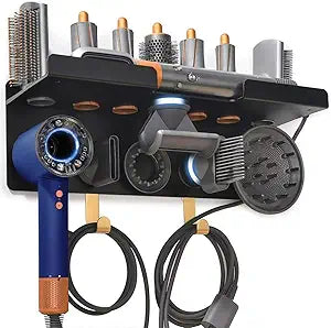 Wall Mount Holder Compatible for Dyson Hair Dryer Supersonic Nural Airwrap Hair Styler, Upgraded 2in1 Dyson Airwrap Holder Dyson Hair Dryer Holder for 5 Attachments Chorten Nyima