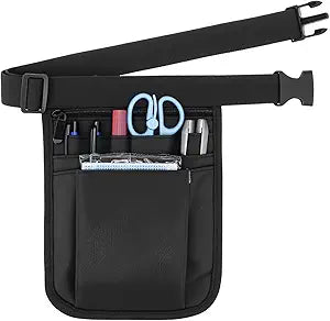 QWORK Medical Organizer Belt, Nurse Storage Bag Waist Bag Pouch for Medical Scissors Care Kit Tool, (Black, 10x7')