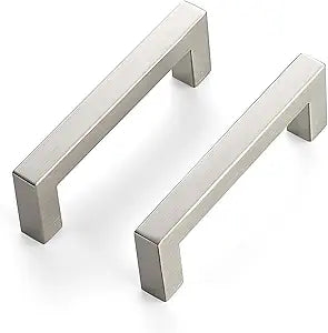 JOY DECOR 18 Pack Cabinet Handles,3-3/4 Inch Brushed Nickel Cabinet Pulls,Kitchen Cabinet Handles Square Drawer Pulls Stainless Steel Drawer Hardware Handles, 96mm Hole Centers