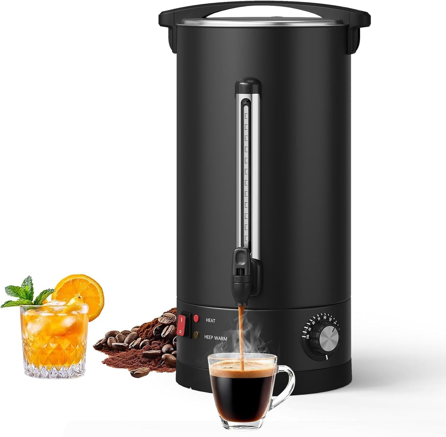 Large Capacity Commercial Electric Coffee Urn, 18L Double Wall Stainless Steel Hot Beverage Dispenser, Fast Heating, Ideal for Catering, Buffet, Parties, Office, Events