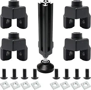 4 Sets 2020 Aluminum Extrusion Profile T Slot M8 Foot Connector Leg Feet Corner Bracket with Bolts Nuts for 20 Series T V Slot Extruded Aluminum Hardware Floor Mount Base Swivel Caster