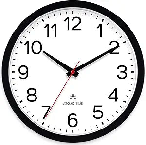 AKCISOT Atomic Black Wall Clock Analog Clocks for Indoor Kitchen, Battery Operated Clock for Bedroom Office Living Room(14 Inch)