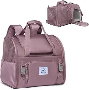 Pet Backpack Carrier for Small Dogs Medium Cats, Puppies,Breathable and Collapsible Design, Portable Travel Bag for Bearded Dragon,Rabbit Cage (Purple, Large)