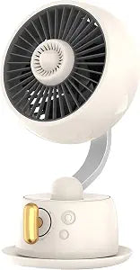 Cordless Desk Fan with 120 Oscillation, Quiet Rechargeable Table Fan with Stepless Speed Control, Magnetic Aromatherapy, Night Light & USB-C for Bedroom and Office, Beige