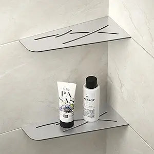 Corner Shower Shelf 12" Brushed 304 Stainless Steel Quadrilateral Corner Shelves Recessed Bathroom Storage Shampoo Holder Organizer Kitchen Shelf Rack 2 Pack