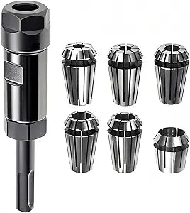 SDS Plus Extension Shaft Set Electric Drill Conversion Collets Adapter Suitable for Clamping Various Drill Bits with (6, 1/4, 8, 9.5, 10, 1/2) shanks SDS-Plus Rotary Hammer Drill Tools
