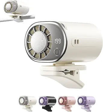 New Car Clip on Air Conditioner Fan with LED Display, Car Clip on Air Conditioner, Mini Cooling System for Auto Vehicle, 360 Rotation Adjustable, 199 Speeds,Portable Air Conditioner for Cars (White)