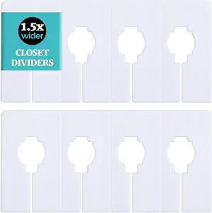 Set of 8 Wide Rectangle Closet Dividers for Hanging Clothes 1.5x Wider White Dividers for Easy Labeling