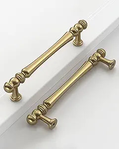 10 Pack 5"(128mm) Hole Center Champagne Bronze Kitchen Cabinet Handles, Champagne Gold Cabinet Pulls, Brushed Bronze Cupboard Handles, Retro Drawer Pull, Handle, Vanity Pull