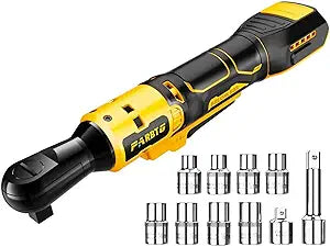 3/8 Inch Cordless Ratchet Wrench Compatible with DeWalt 20V Max Battery, 74Ft-Lbs (100N.m) High Torque, Brushless Motor, 0-400RPM Variable Speed, 8 Sockets, 3/8" to 1/2" Adapter, 3" Extension Bar