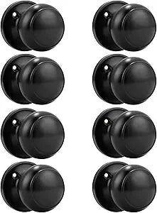 Probrico (8 Pack Classic Closet Door Knobs Dummy Door Knob, Individual Non-Turning Dummy Door Knob Single Side, Black Interior Door Knobs, Easy Installation