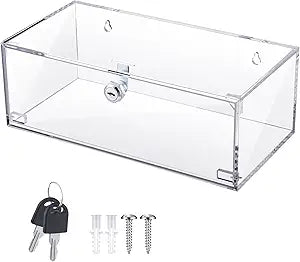 Wonderjune Refrigerator Medicine Lock Box with Keys and Mounting Hardware 12 x 6 x 4.5 Inch Wall Mount Locking Medicine Box Clear Acrylic Wall Cabinet, First Aid Kit for Emergencies Home Use