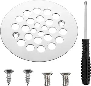 4-1/4 OD Shower Drain Cover Replacement Round Screw-in Floor Drain Screen Strainer with Screws