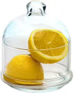 Multipurpose Glass Storage Jar with Lid, Avocado, Lemon, Onion, Tomato Keeper/Saver/Holder, Home & Kitchen Organizer (1 Pcs with Glass Lid)