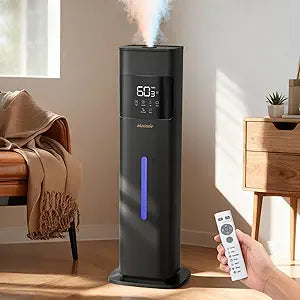 Warm & Cool Mist Humidifiers for Bedroom 500 sq ft, 2.1Gal/8L Top-Fill Humidifier Large Room with Essential Oil Diffuser, Large Room Humidifiers for Home Baby Nursery Office Plants, Black