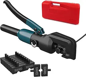 Muzata Upgraded Custom Hydraulic Crimping Tool Hydraulic Crimper with 9 Dies for 1/8" Stainless Steel Cable Railing Kit and 12 to 2/0 AWG Battery Cable Wire Rope Crimping Tool CT28