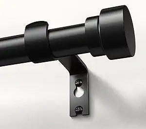 Oneach Black Curtain Rods for Windows 72 to 144 Inch, 1 Inch Pole Adjustable Length Heavy Duty Metal Curtain Rod Set, for Outdoor Bedroom Kitchen Living Room, Decorative Drapery Rods with Finials