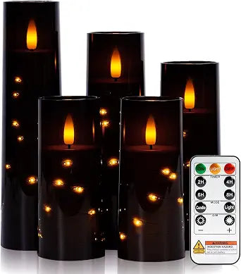Raycare Black Halloween Flameless Battery Operated Candle with Remote Timer