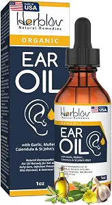 Organic Ear Oil for Ear Infections - Natural Eardrops for Infection Prevention, Swimmer's Ear & Wax Removal - Kids, Adults, Baby, Dog Earache Remedy - with Mullein, Garlic, Calendula, Made in USA