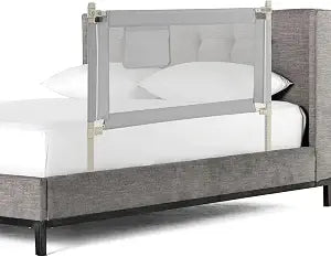 BABY JOY Bed Rail for Toddlers, 47''Long, Height Adjustable & Foldable Baby Bed Rail Guard w/Storage Pocket & Double Safety Child Lock for Kids Twin Double Full Size Queen King Mattress (Grey)