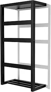 Bamboo Wall Blanket Ladder, 4-Tier Towel Racks, Bamboo Bath Towel Racks for Bathroom Wall Mounted, Decorative Blanket, Quilt, Towel, Scarf Ladder Shelves for Bathroom, Living Room, Bedroom Black