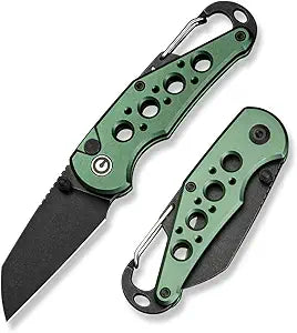 CIVIVI Pragma Folding Knife, Pocket Knife Multitool with EDC Carabiner, Bottle Opener, 2.2" Nitro-V Blade Aluminum Handle, Ideal Gift for Men Women C23062B-3 (Green)
