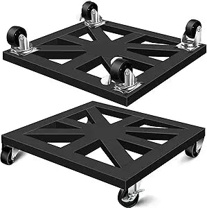 Plant Caddy with Wheels, 16'' 2 Pack Metal Rolling Plant Stand Square Plant Dolly with Iron Lockable Casters Heavy Duty Pot Mover Rollers, Holds up 400 Lbs Planter