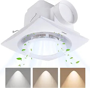 Bathroom Exhaust Fan with Light, 3000K/4500K/6000K Selectable, 110 CFM 1.0 Sones Bathroom Ventilation Fan, 8inch Exhaust Fans For Ceiling Mount with Efficient Air Circulation, Odor Elimination