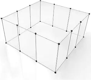 BRIAN & DANY Pet Dog Playpen, Clear Acrylic Puppy Dog Play Pen Indoor, Portable Small Animal Transparent Fence Panels for Rabbit, Kitten, Bunny, Cat, 28 X 20 Inch