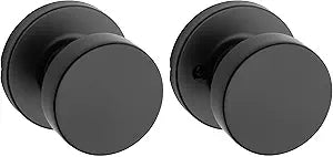 Kwikset Pismo Interior Passage Door Knob, Handle For Closet and Hallway Doors, Non-Locking Doorknob in Matte Black, with Microban Protection