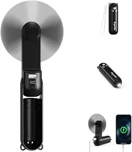 Portable Fan Mini Handheld Fan, Cute Pocket Personal Fan, USB Rechargeable Travel Fan with Power Bank & LED Flashlight, Foldable Small Cooling Fan for Beach, Summer Essentials,Summer Gift for Her