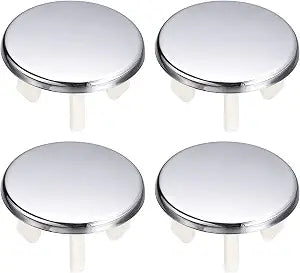 uxcell Sink Trim Overflow Cover, 4Pcs Sink Overflow Rings Bathroom Kitchen Basin Single Layer Hole Insert in Round Caps, Silver