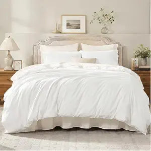 Duvet Cover King Size, 100% Egyptian Cotton 1000 Thread Count Ultra Soft 3-Piece Duvet Cover Set with Zipper Closure, Ultra Soft & Breathable Luxury Bedding with 8 Corner Ties (King,Solid White)