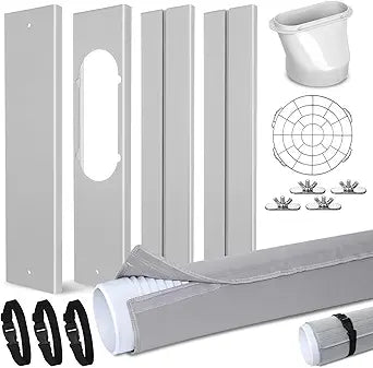 Portable Air Conditioner Window Unit Kit with Coupler Universal Adjustable Sliding Seal Plate Kit for Horizontal & Vertical Window AC Hose Cover Wrap Suitable for 5.9" x 59" Exhaust Hose
